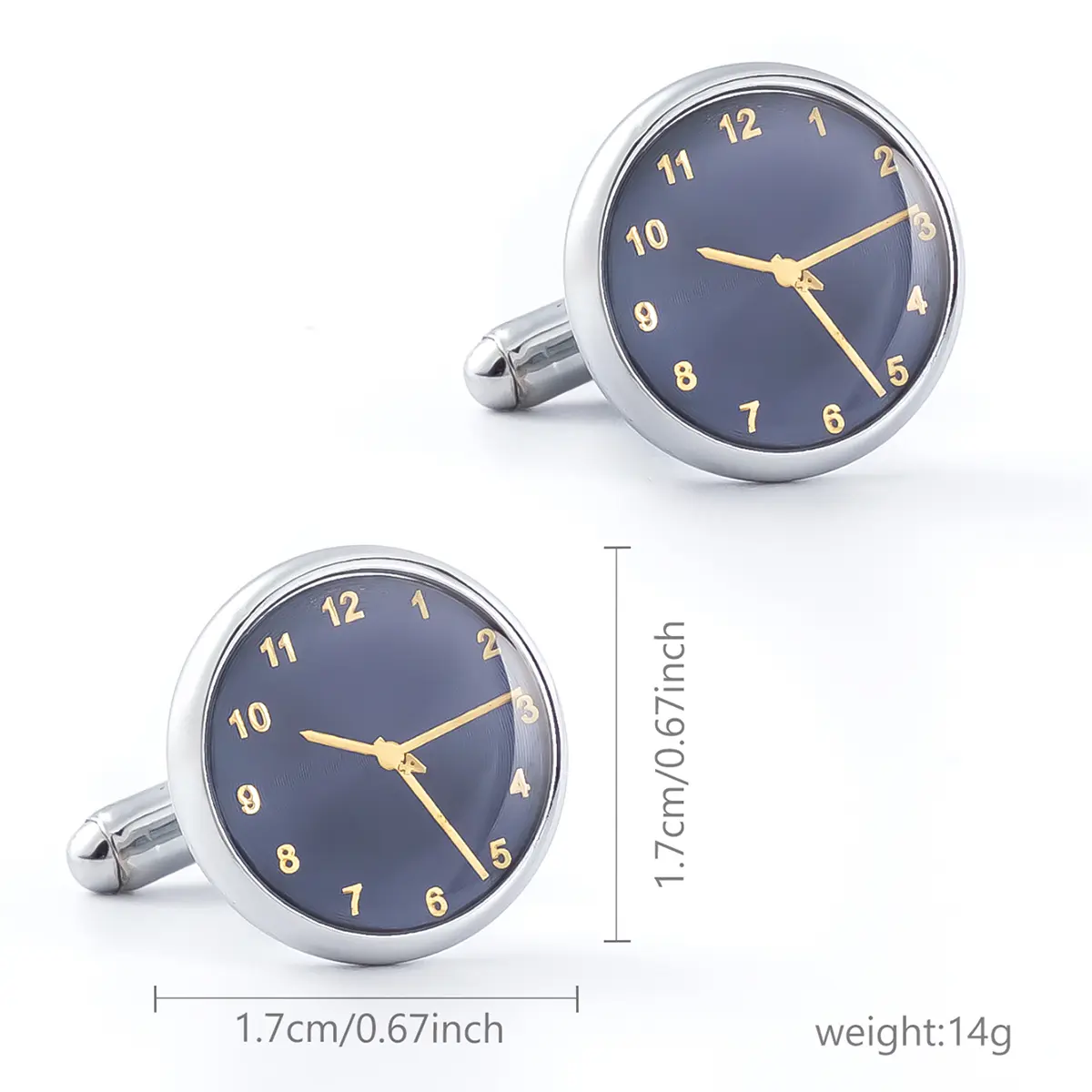 ODM Silver Plated Round Blue Watch Clock Design Cuff links Gentleman Wedding Gifts Manufacturers, Suppliers