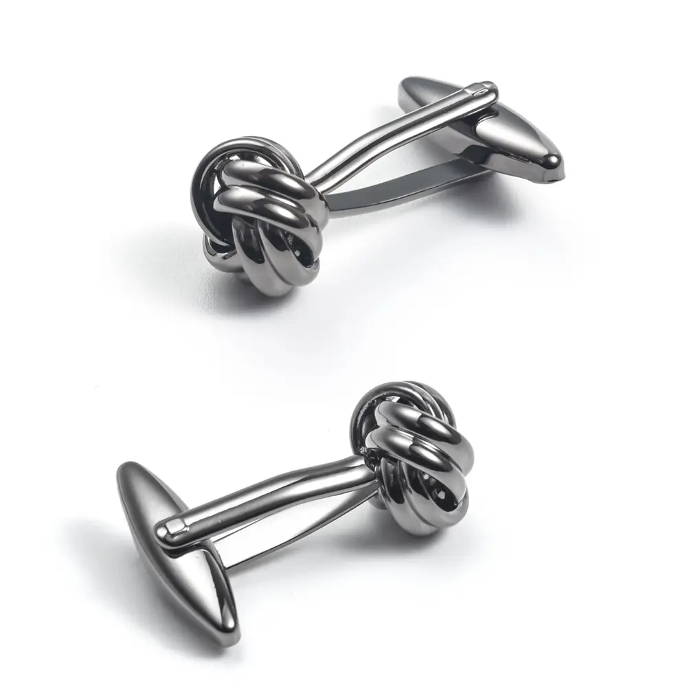 Wholesale Gunmetal Knot Cuff Links Fashionable Custom Mens Suit Accessories Manufacturer, Manufacturers