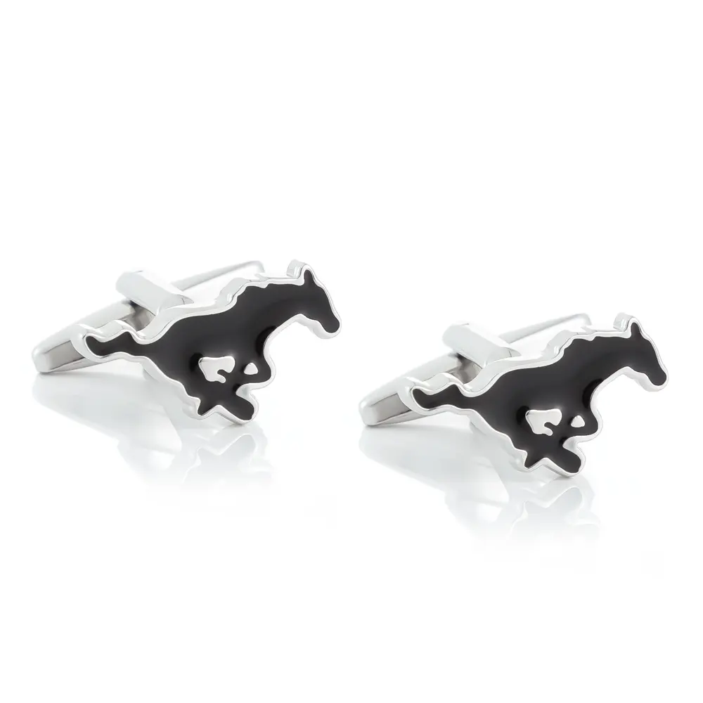 Wholesale Cufflinks Fashion New Personalized Black Running Horse Fancy Enamel Cuff Link CC81122