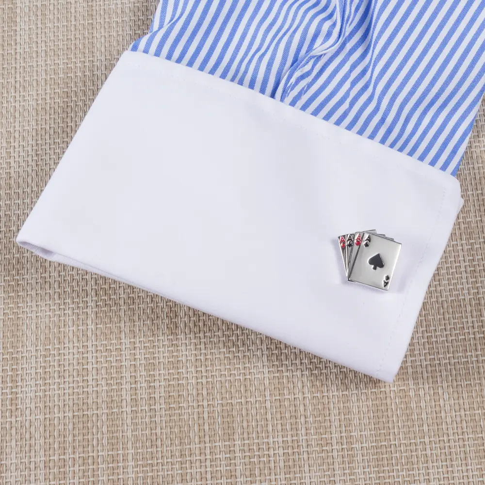 Custom Factory OEM Low Price French Shirt Accessories 4 Aces Novelty Card Game Cufflinks Best Gifts for Mens CC0010 Suppliers, Factories