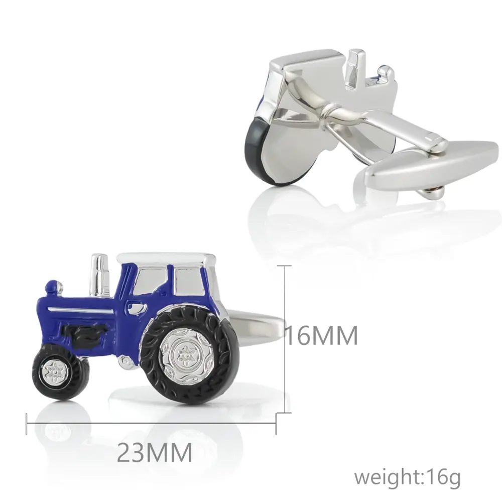 OEM Factory Wholesale Men Novelty Enamel Blue Tractor Cufflinks for Suit Shirt CC0097-Blue Suppliers, Exporters