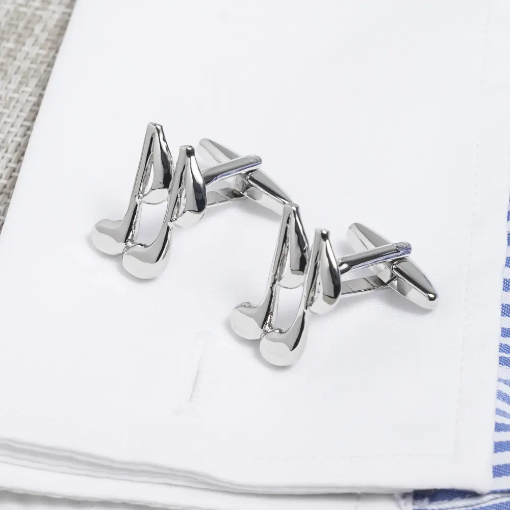 Wholesale Silver Plated Music Note Brass Cufflinks Mens Business Fashion Accessory CL0005
