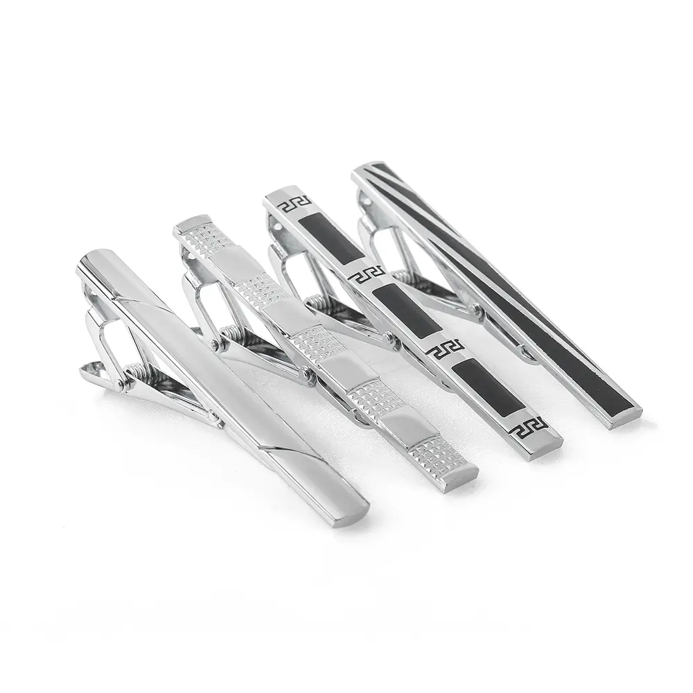 Wholesale Manufacturer 4PCS Set Men's Silver Tie Clips Business Formal Tie Clip Gifts TPS-1002