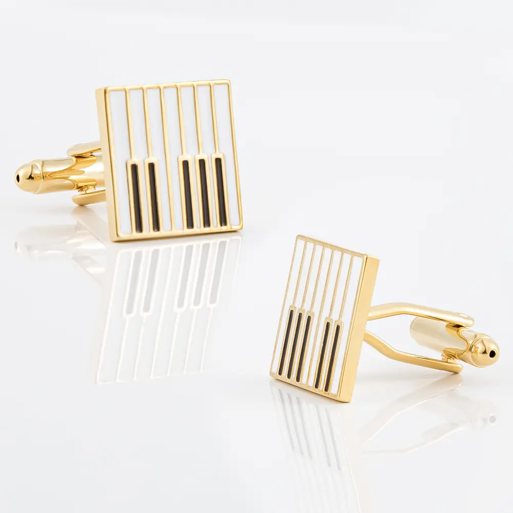 OEM JINJIE Factory Wholesale Fancy Square Gold Piano Keys Cufflinks Men Gifts Fashion Accessory CC8945 Factory, Company