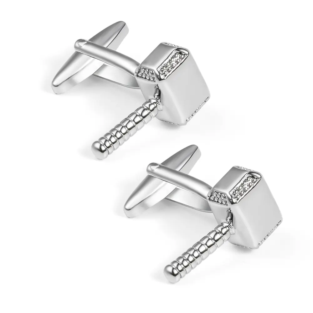 OEM Fashion Factory Price Copper Material Silver Plated Thor's Hammer Cufflinks CL0030-S Suppliers, Exporters