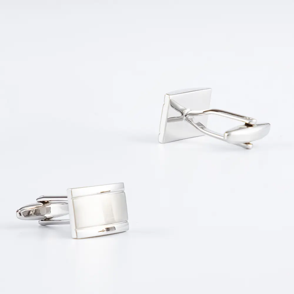 Wholesale Business Classical Simple Silver Two Tone Engravable Cufflinks Factory Wholosale CL0020 Manufacturers, Factory