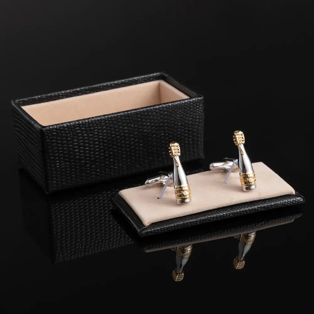 OEM Fashion Luxury Gold Silve Men's Novelty Champagne Bottle Cufflinks CL0013 Suppliers, Exporters