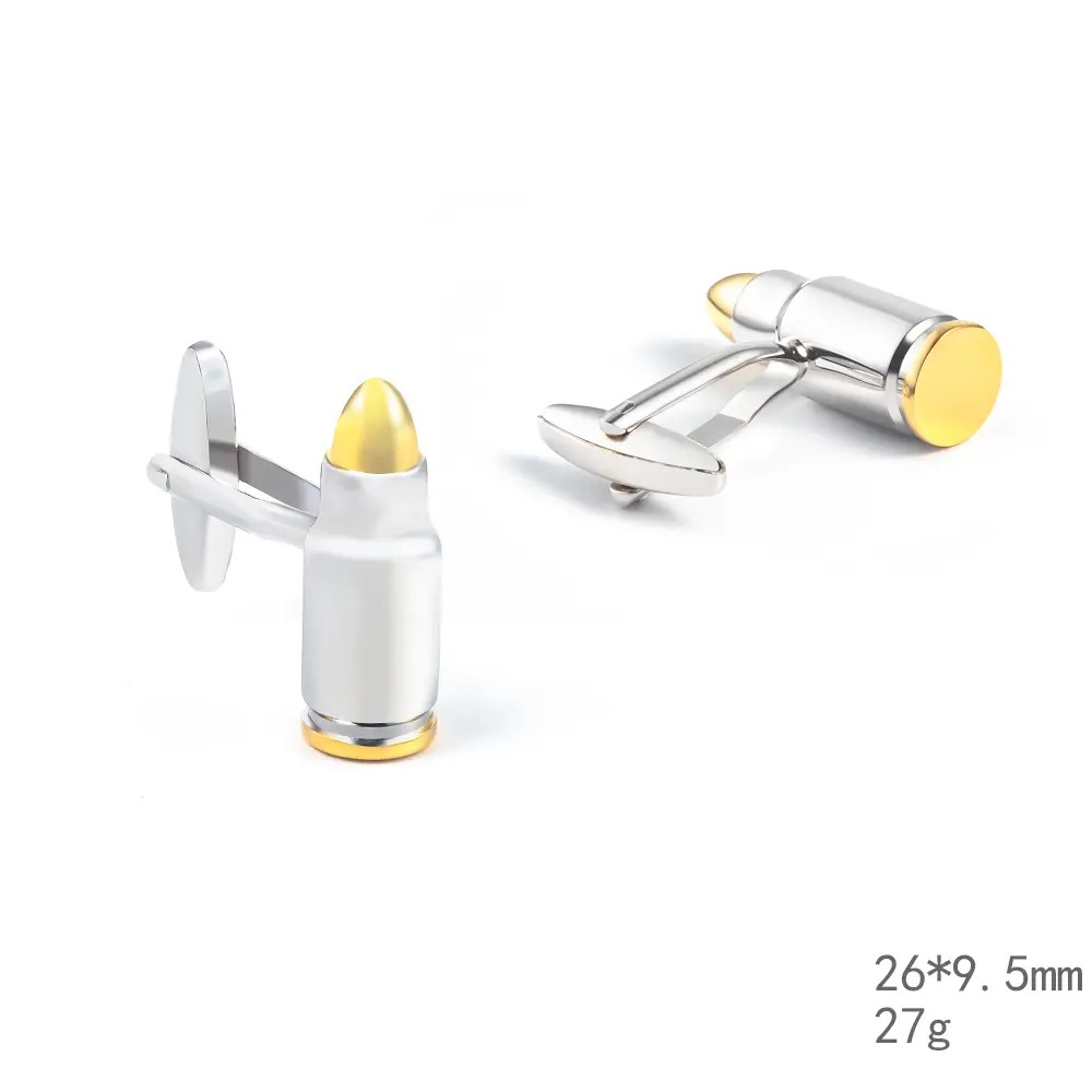ODM Bullet Shape Shirt Cufflinks Men Formal Dress Business Wedding Party Classic Metal Cufflinks CL0044-2 Exporter, Companies