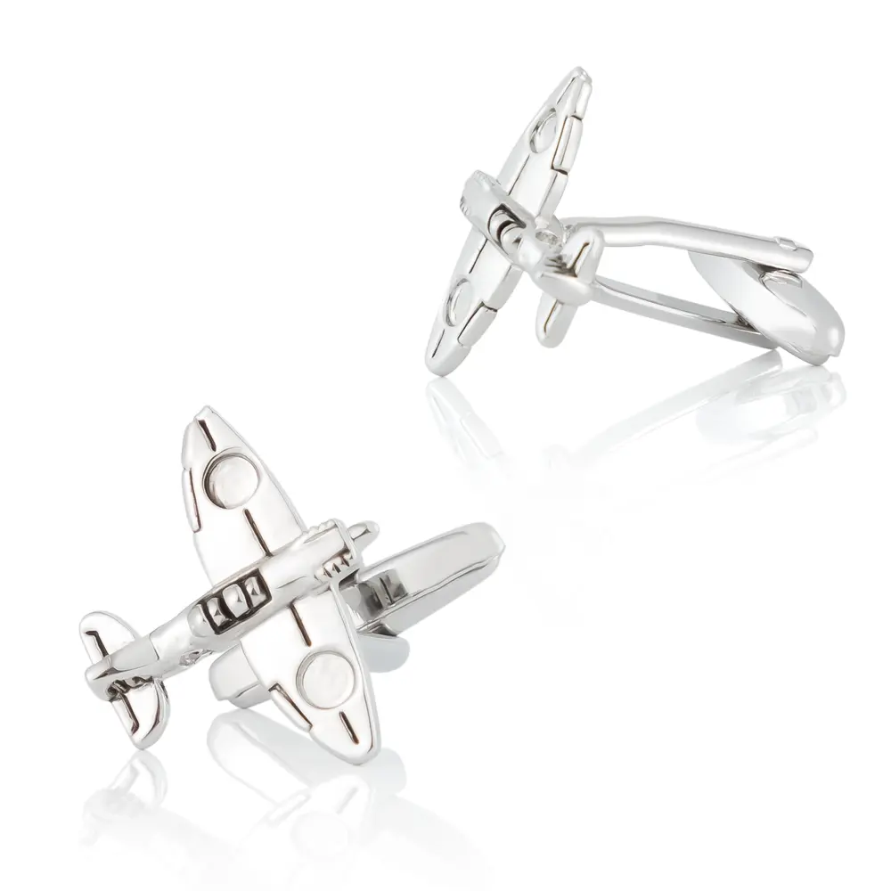 OEM Personalised Brass Novelty Silver 3D Airplane Cufflinks Gift for Men CC0014S Company, Companies