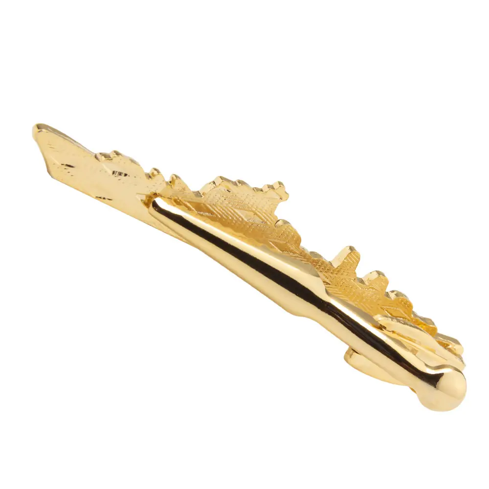ODM New Arrivals Personality Gold Plated Ship Design Engrave Brass Tie Clips Factory Wholesale TL0020 Supplier, Companies