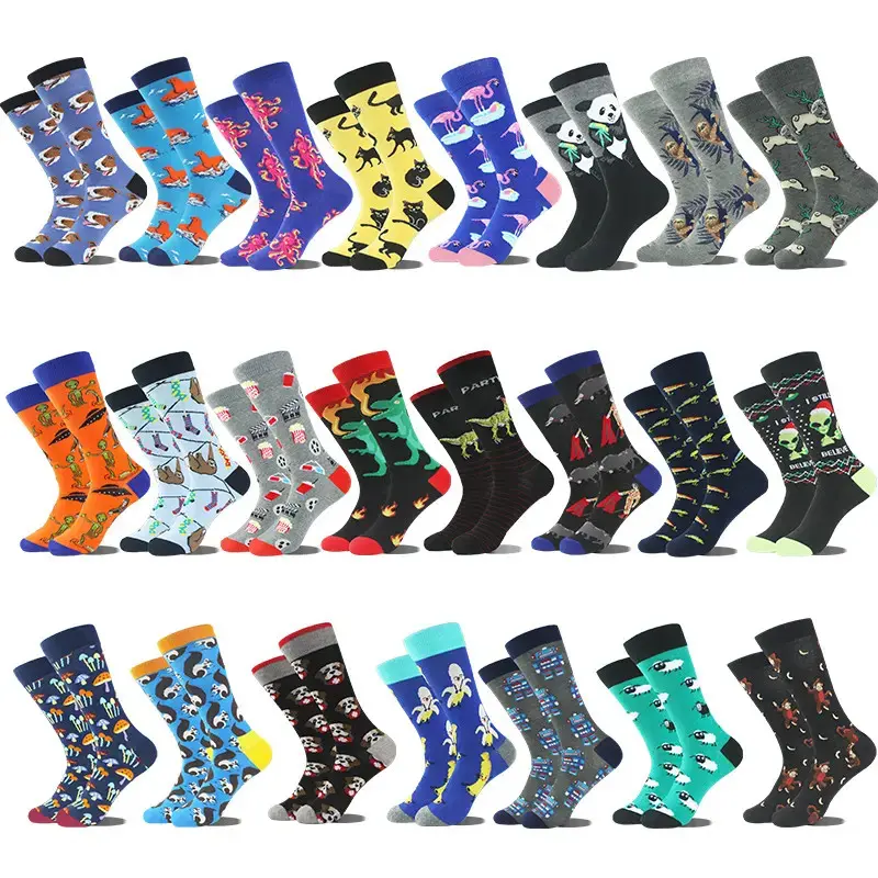 Wholesale Fashion Breathable Funny Happy Cotton Crew Socks For Men Manufacturer, Factories