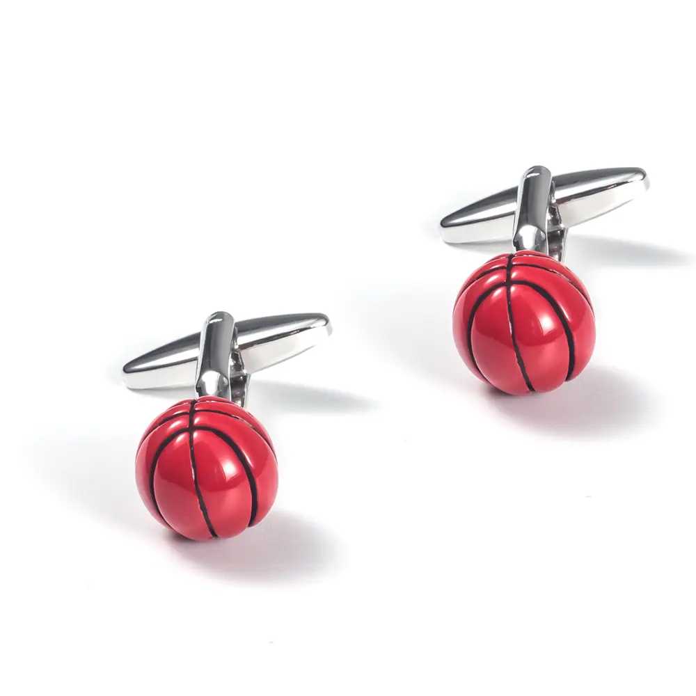 Custom High Quality Mens Enamel Red Basketball Copper Cufflinks for Men Shirt CC0067-Red Manufacturers, Factories