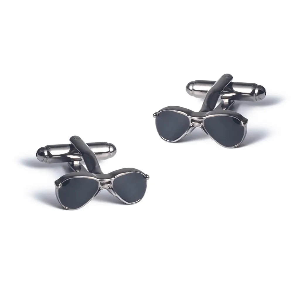 Custom Stylish New Design Gunmetal Plating French Men's Sunglasses Cufflinks Shirt Accessories for Party CC0121-G Factory, Company