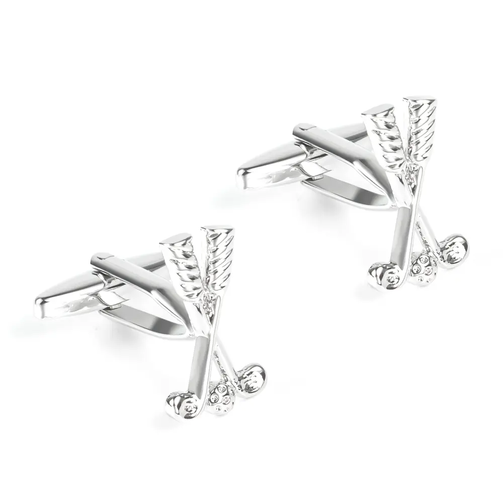 Custom WholesaleLuxury French Tuxedo Shirt Metal Silver Plated Golf Clubs & Ball Men Cufflinks CL0045 Manufacturers, Factories