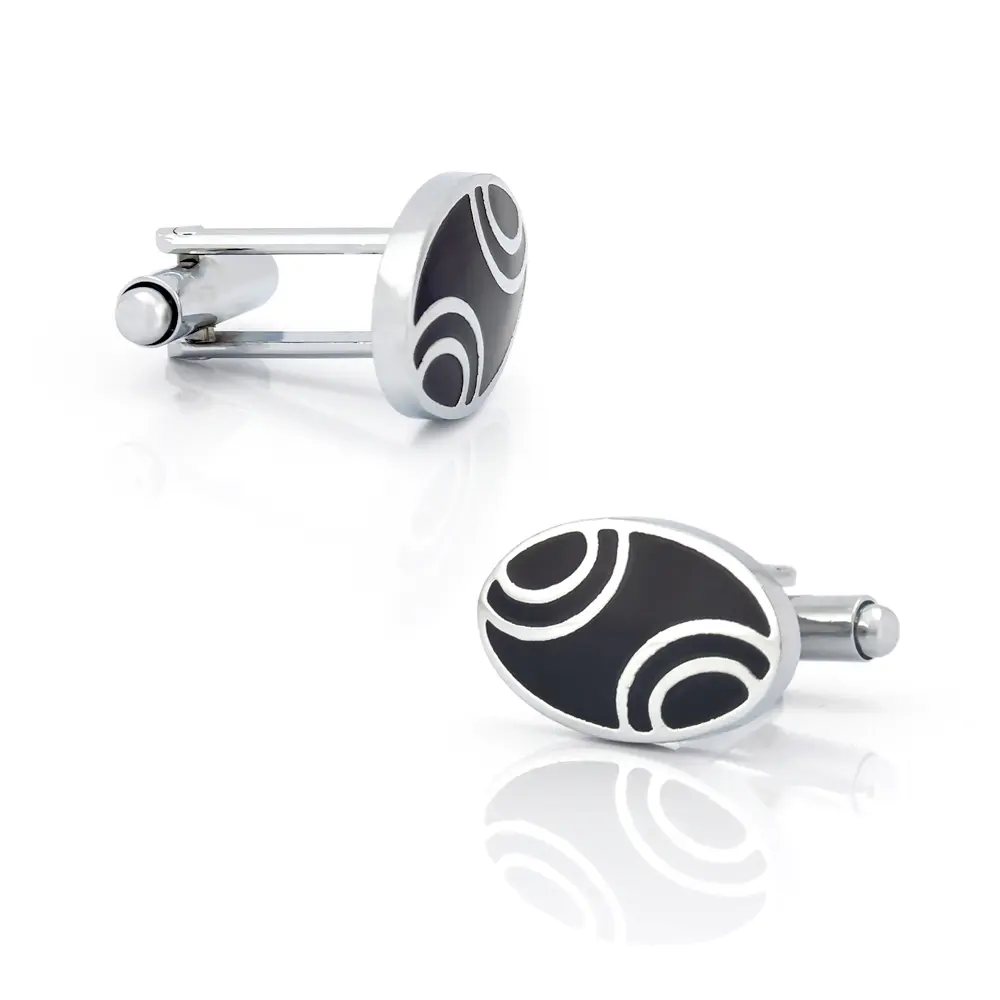 Wholesale Cuff Links Brass Enamel Simple Design Oval Cufflink Set Cheapest CC-Q173