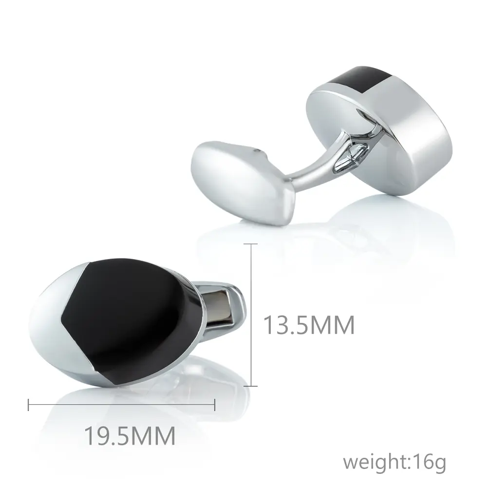 ODM Simple Fashion Black & Silver Curved Edge Cufflinks for Men's Formal Wear Manufacturers, Exporters