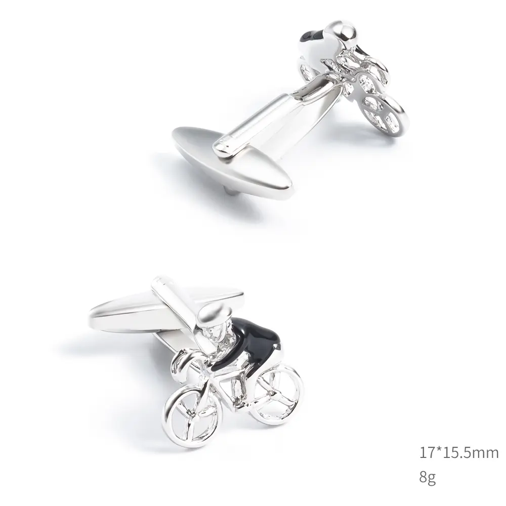 Custom Best Sale Factory High Quality Brass Material Enamel Bicycling Cufflinks CC0306-Black Factory, Companies