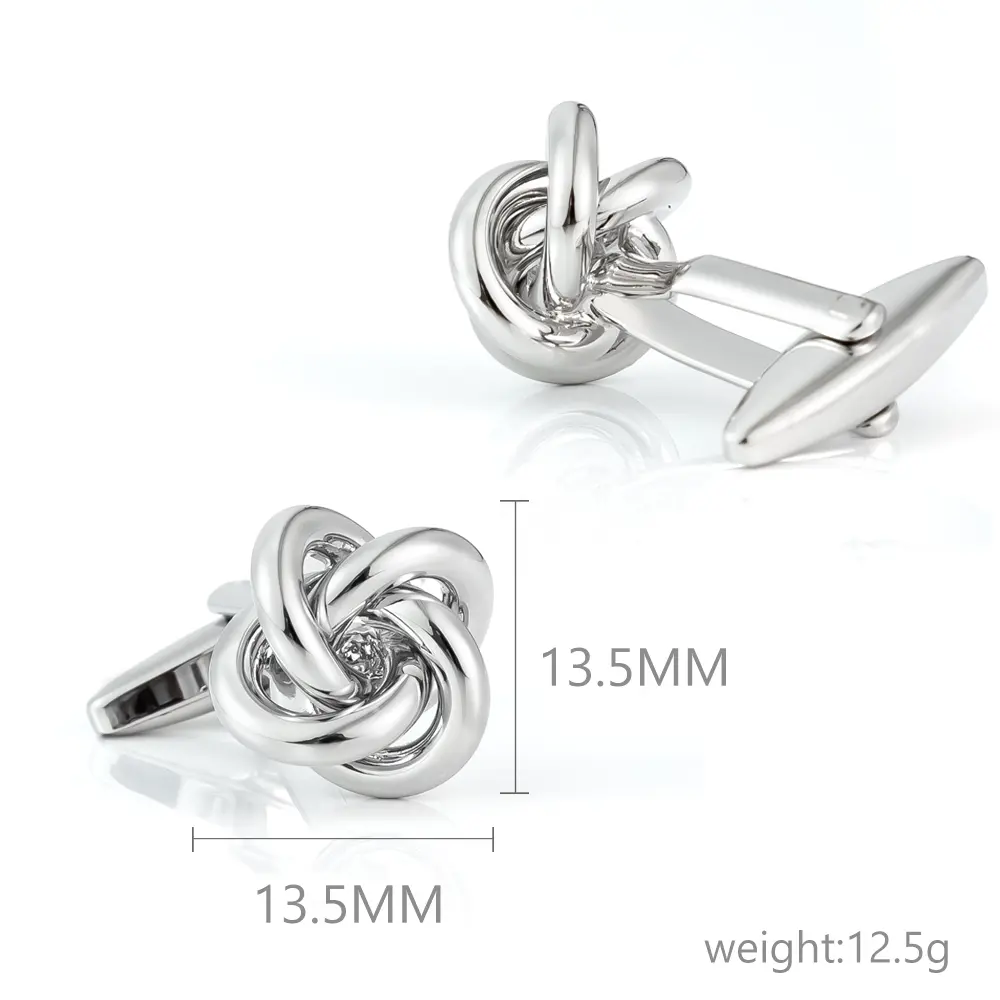 OEM Classic Metal Silver Knot Cufflinks Collection Luxury Men Shirt Stylish Twist Knot Cuff Links Manufacturer, Suppliers