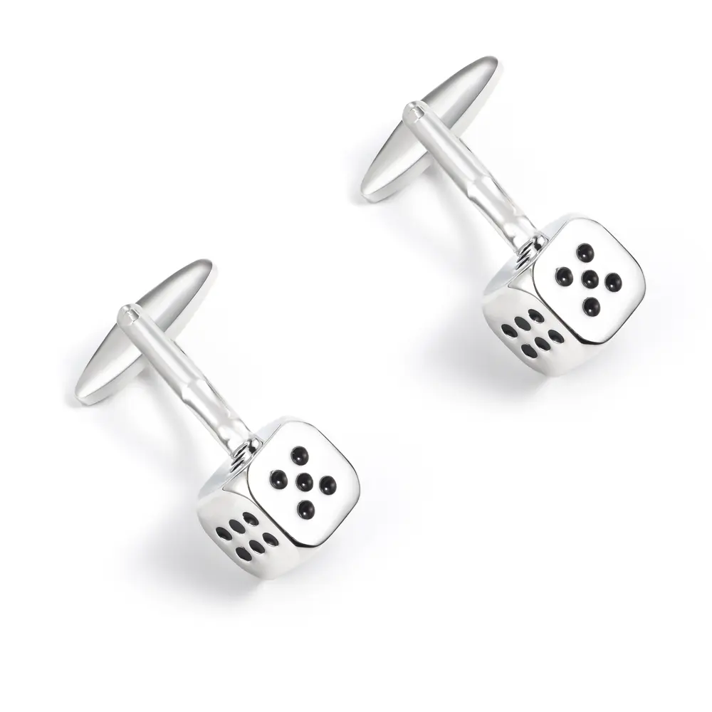 ODM High Quality Fashion French 3D Lucky Dicee Enamel Cufflinks Copper Silver Cuff CC0272 Manufacturers, Exporter