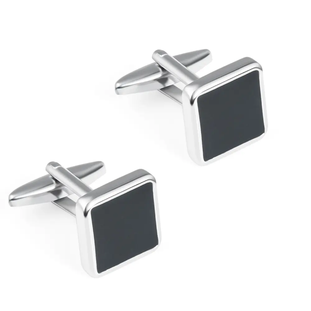 Wholesale China Cheap Stock Blank Classic Simple Black Enamel Cufflinks for Men On Shirt CC-Q200 Suppliers, Exporters