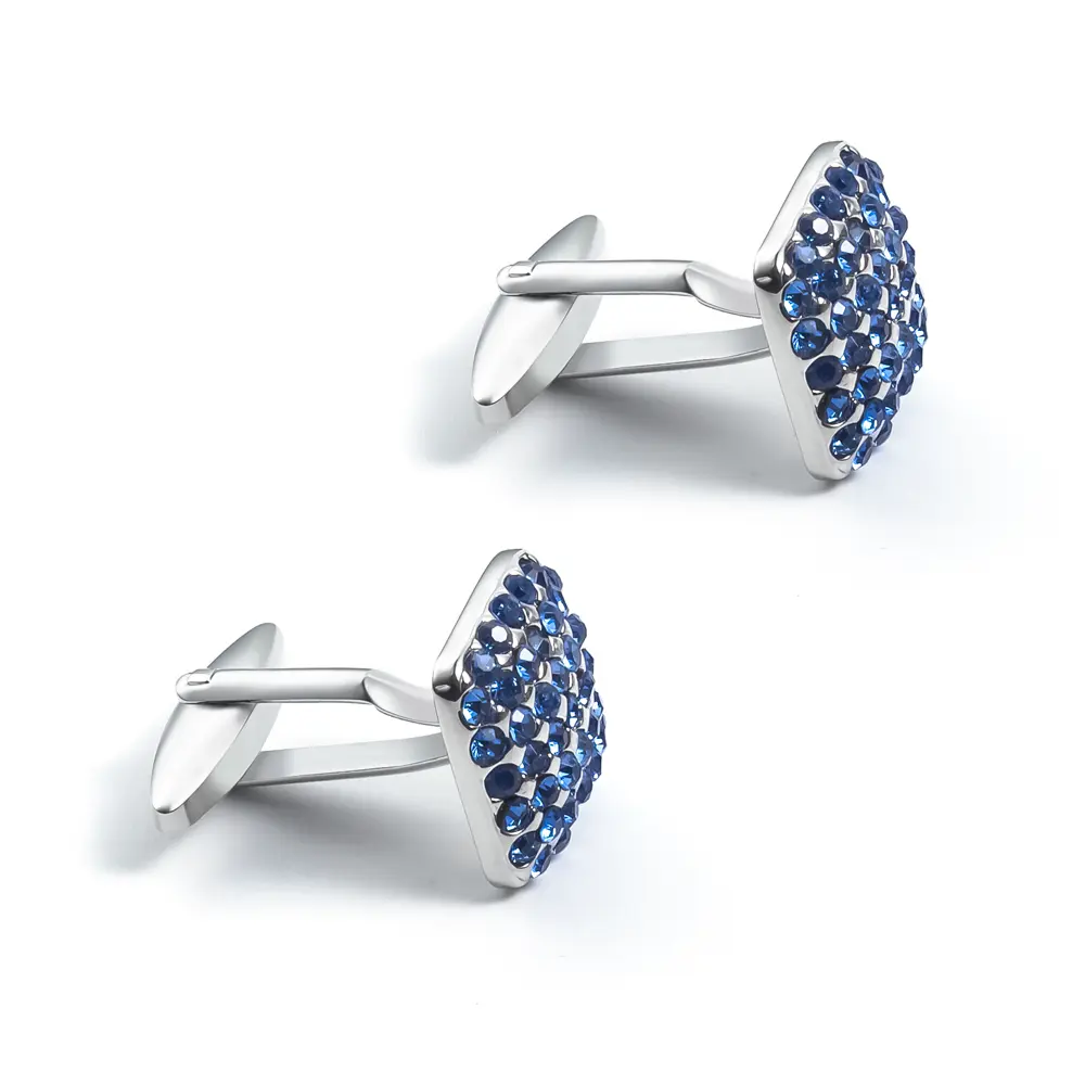Wholesale Elegant Blue Crystal Rhinestone Men's Wedding Jewels Diamond Cufflinks For Men Shirt CS0015 Exporter, Exporters
