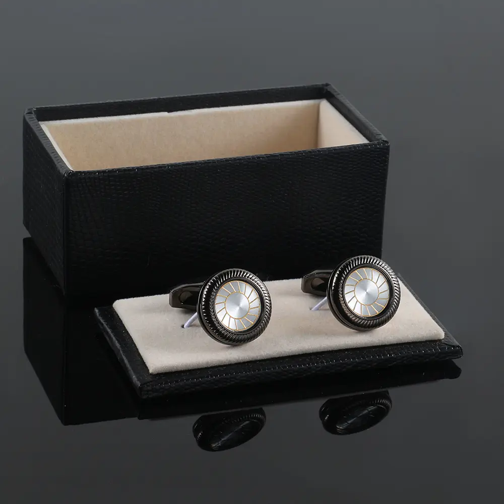 ODM Personalized High Quality Black Silver Tyre Pattern Cufflinks Exporter, Exporters