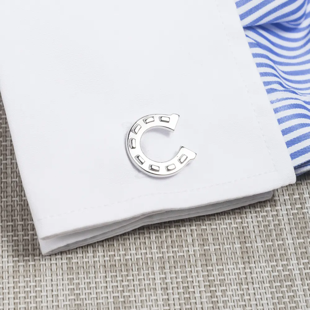 Wholesale Factory Sales Brass Material Silver Color Plated Round Horseshoe U Shape Cufflinks CL0014 Supplier, Company
