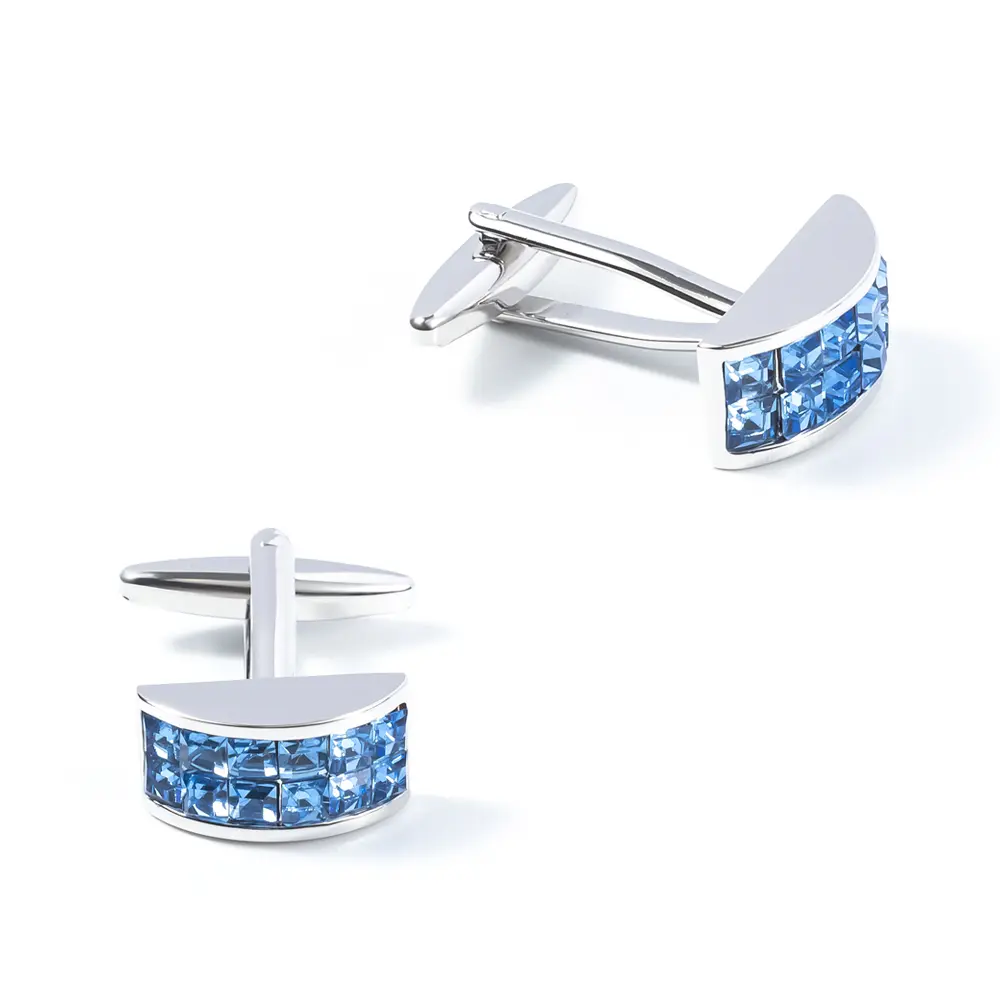OEM Luxury Low MOQ Brass Material Blue/Green Rhinestone Men Shirt Cuff links Accessories For Wedding CS0047 Manufacturer, Exporters