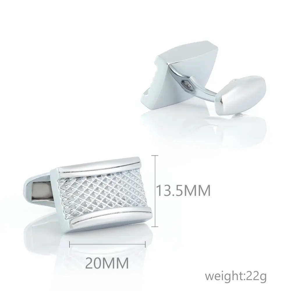 OEM Laser Metal Engraving Rectangle Shaped Premium Grid Cufflinks Gold Plated CLW0007-S Manufacturers, Exporter
