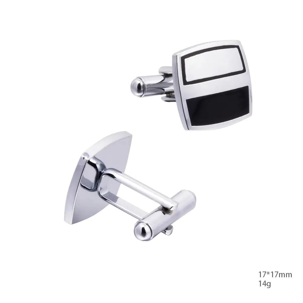 Wholesale Cheap Silver And Black Enamel Color Material Cuff Links CC-Q229