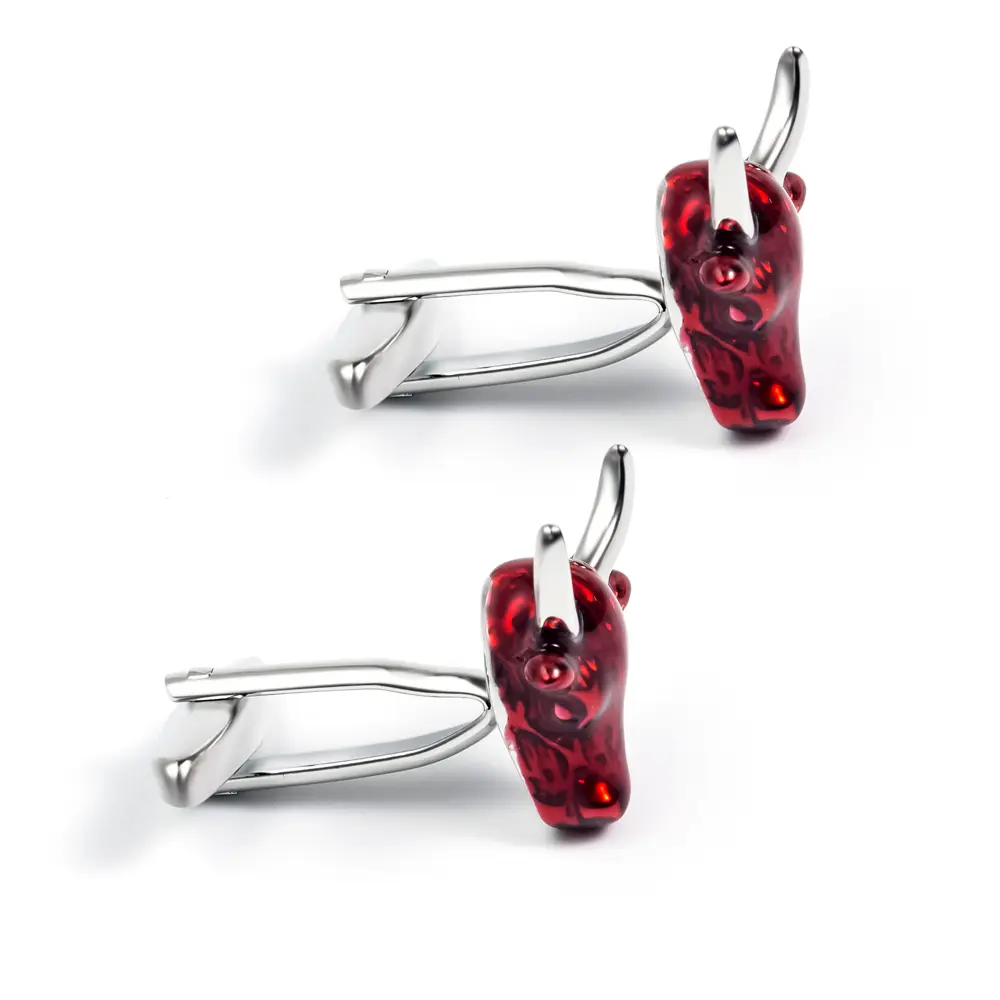 OEM Fashion French Men's Shirt Red Bull Cufflinks Enamel Animal Design Hot Selling CC0034 Factories, Company