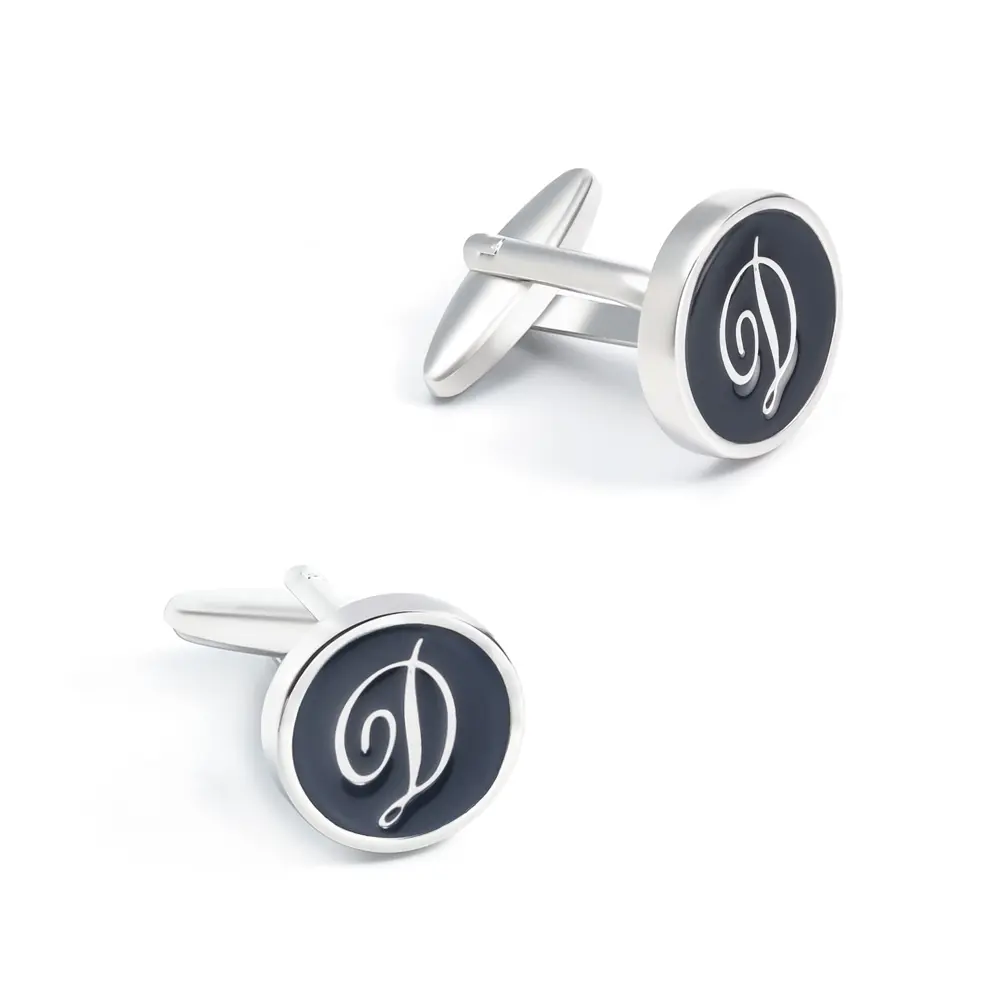 OEM Hot Selling Cufflinks Alphabet Soft Enamel Brass Black Letter Cuff Links for Men CC0011 Factories, Exporters