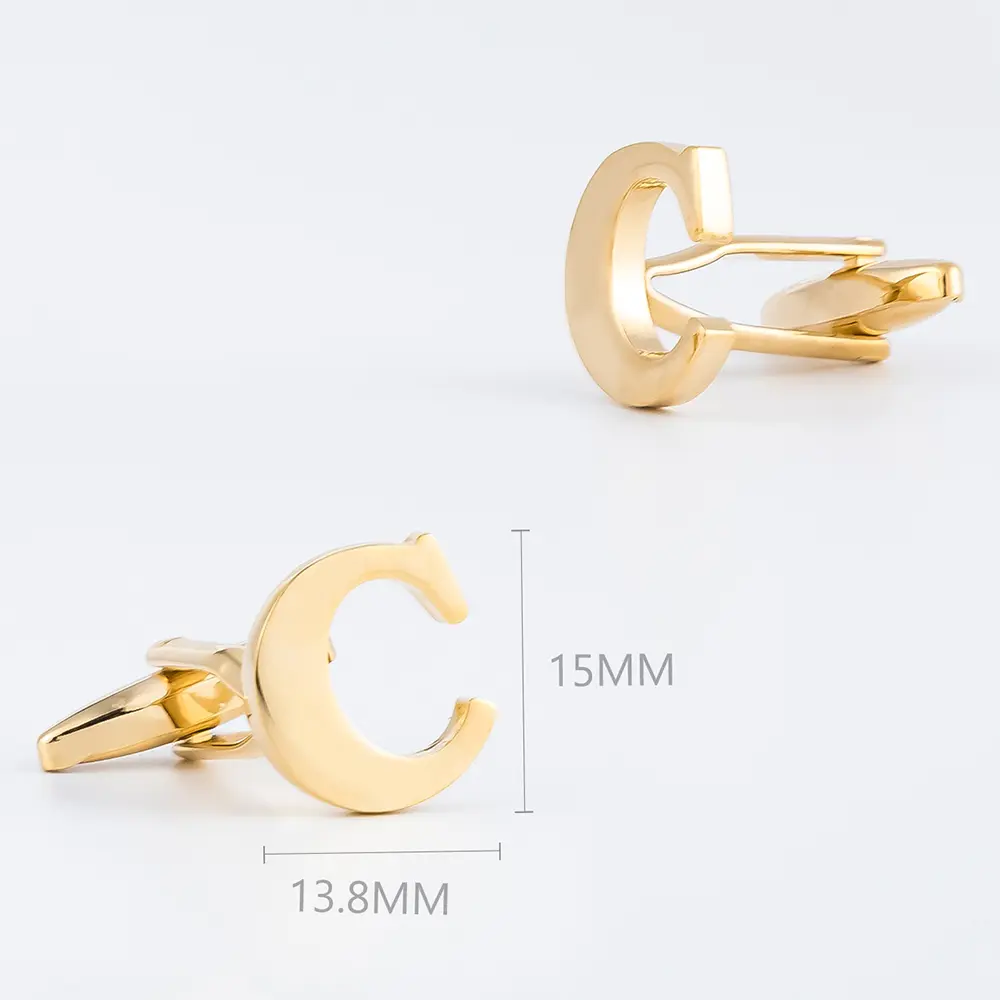 ODM Manufacturer High Quality Metal Brass Hollow Gold Initial Letter Alphabet Cufflinks For Mens CL0001-G Manufacturer, Factories