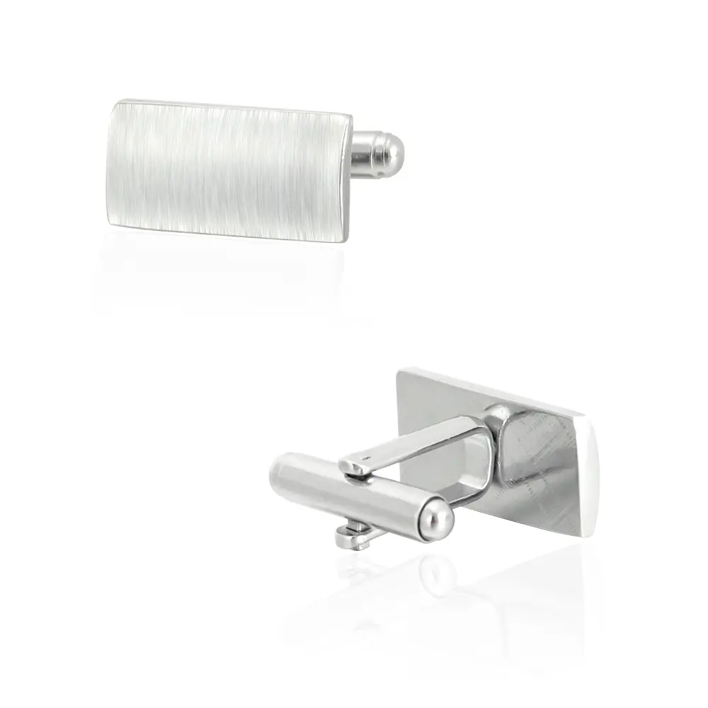 Wholesale High Quality Engravable Waves Brushed Cufflinks Silver Rectangle Cuff Link CL-C115