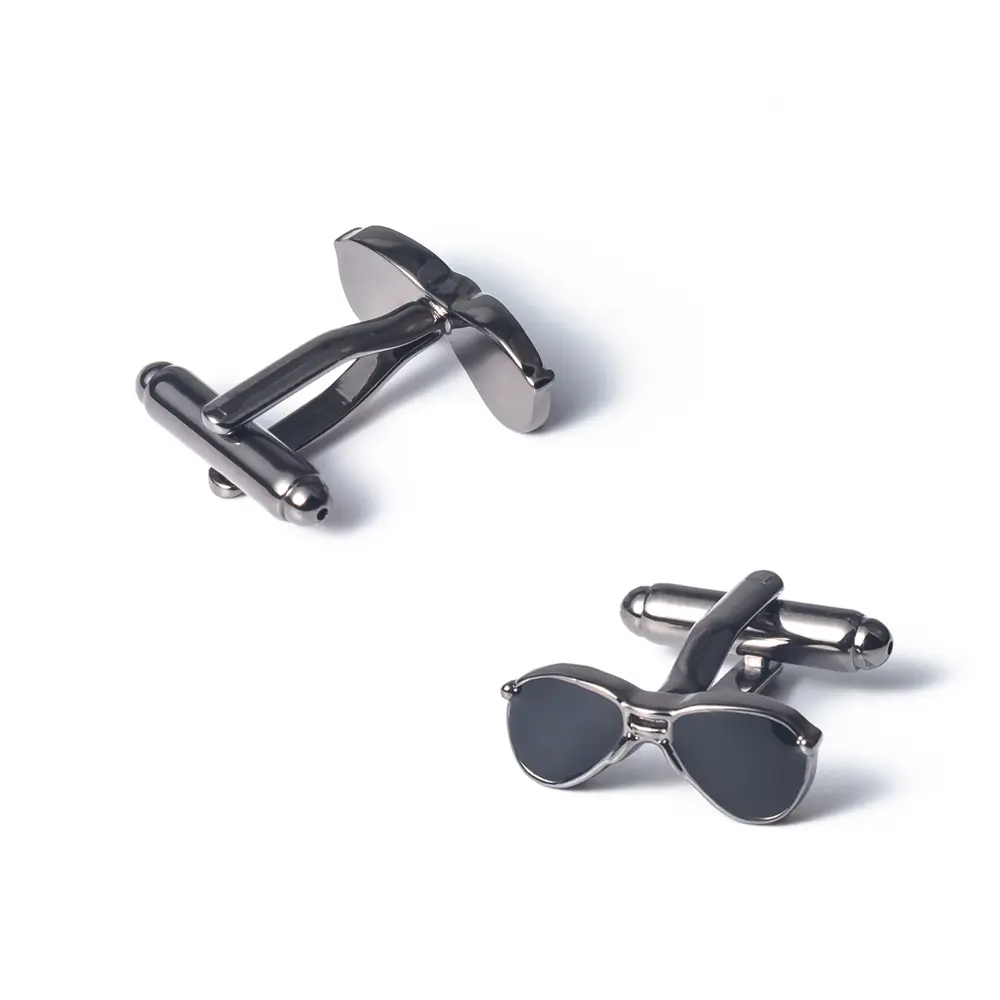 Custom Stylish New Design Gunmetal Plating French Men's Sunglasses Cufflinks Shirt Accessories for Party CC0121-G Factory, Company
