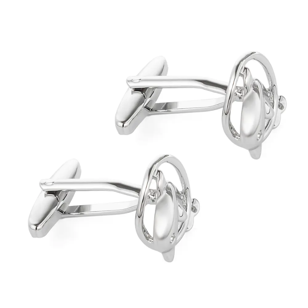 Wholesale Men's Trendy Novelty Copper Metal Silver Plated Dolphin Animal Cufflinks CL0042