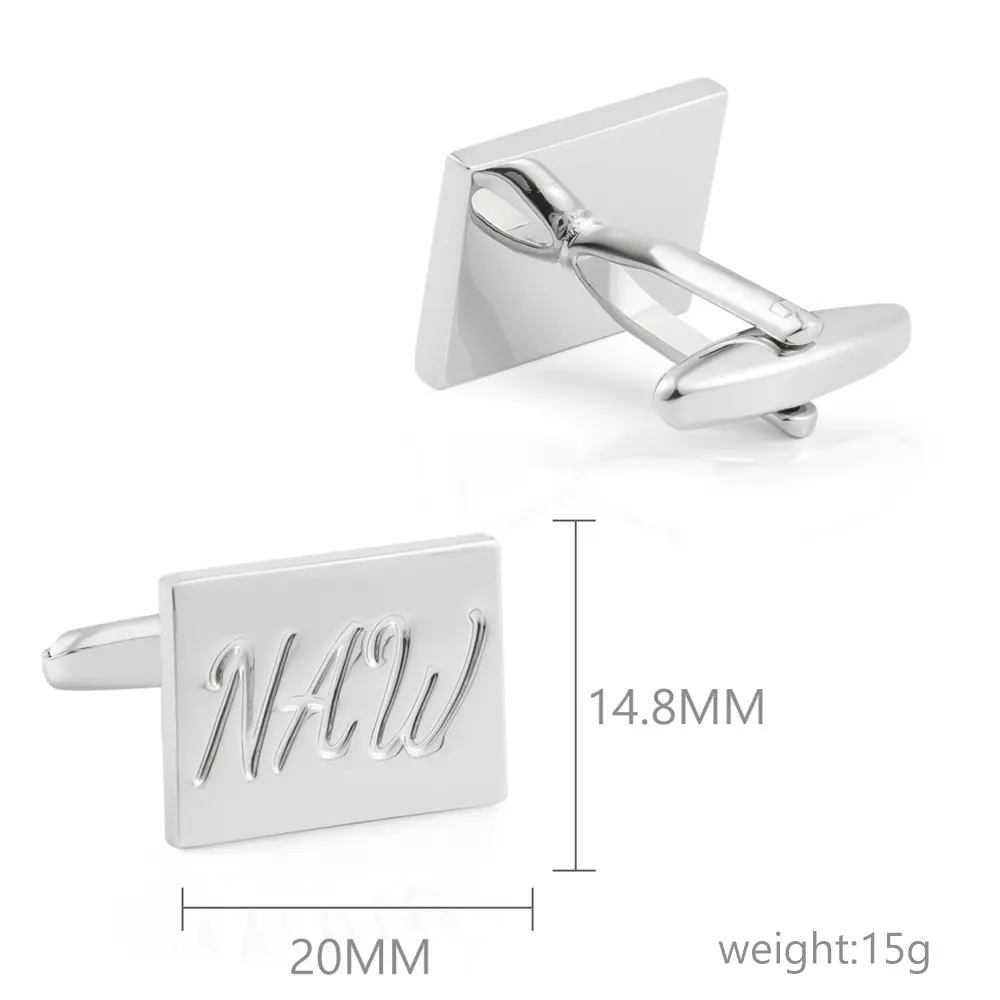 Custom Engraved Metal "New" Tag Personalized Logo Mens Cufflinks Wholsale CL81570-S