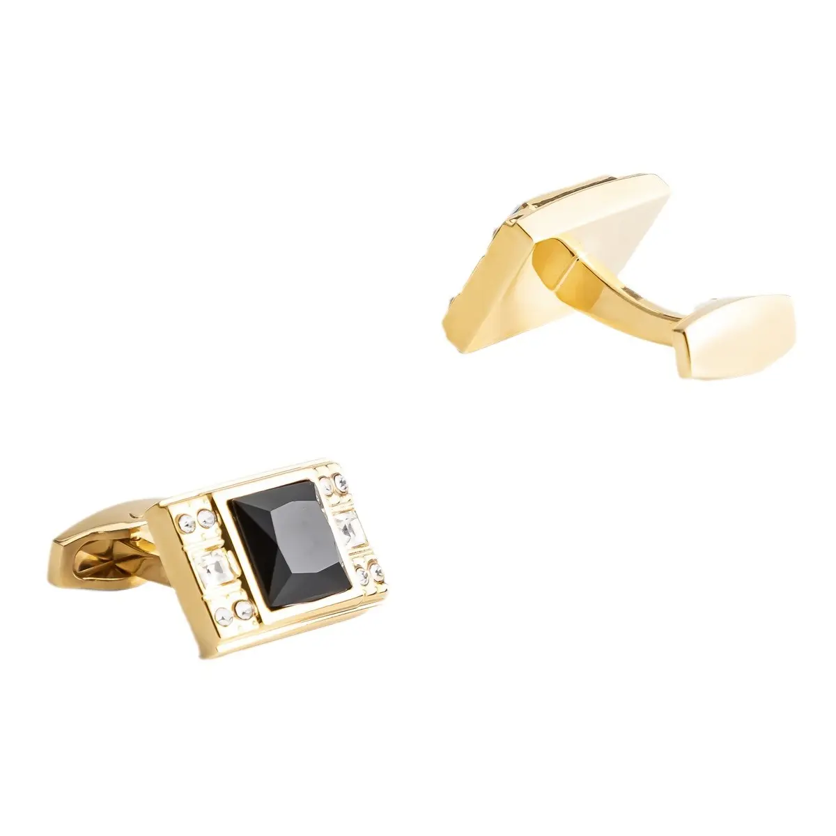 ODM Factory Supply Square Black Onyx Golden Plated Cufflinks Men's Formal Dress Shirt Cuff Link CS0103 Manufacturer, Manufacturers