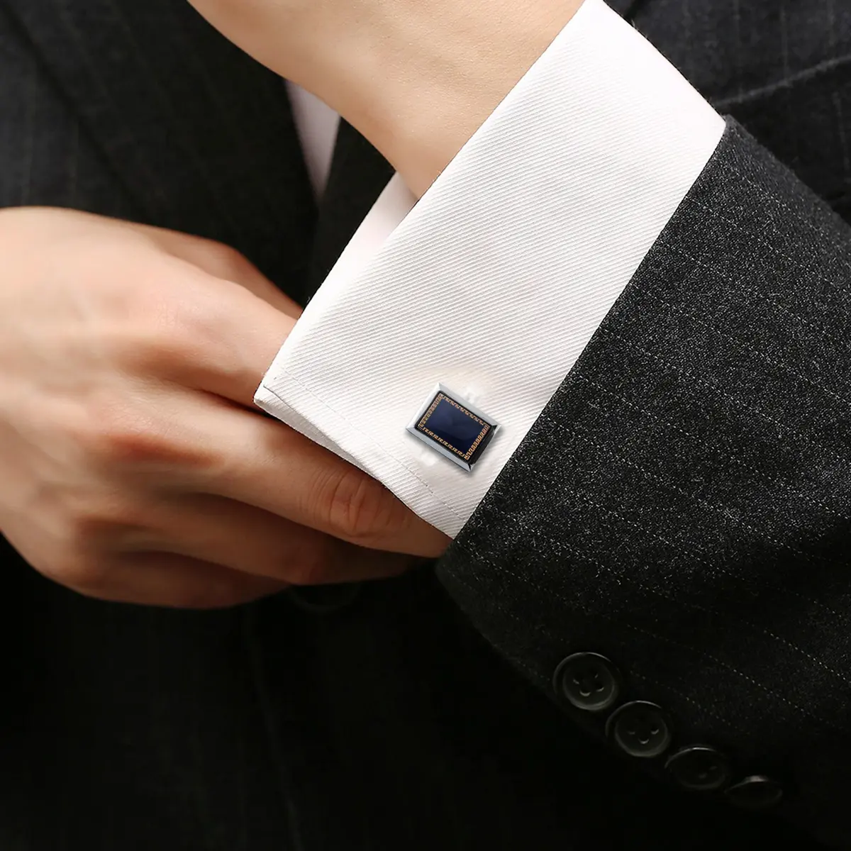 Wholesale Blue and Silver Fashion Floral Pattern Design Copper Cufflinks Shirt Wedding Accessories CA9005-1 Factories, Exporters