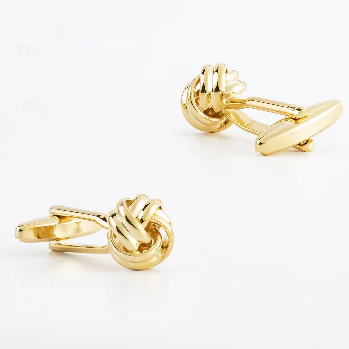 Custom Classic Fashion Promotional Metal Brass Mens Knot Cufflinks Golden Color Manufacturers, Factory