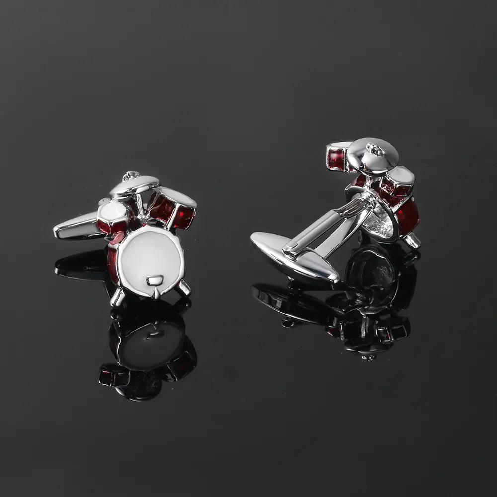 OEM High Quality Music Series New Red Enamel Drum Rack Metal Cufflinks CC0119