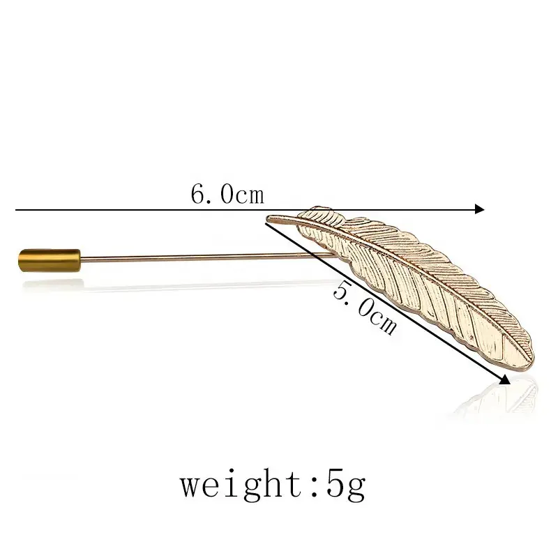 Wholesale Men Metal Brooch Pin Vintage Feather Leaf Lapel Stick Brooch Pin Suppliers, Exporters