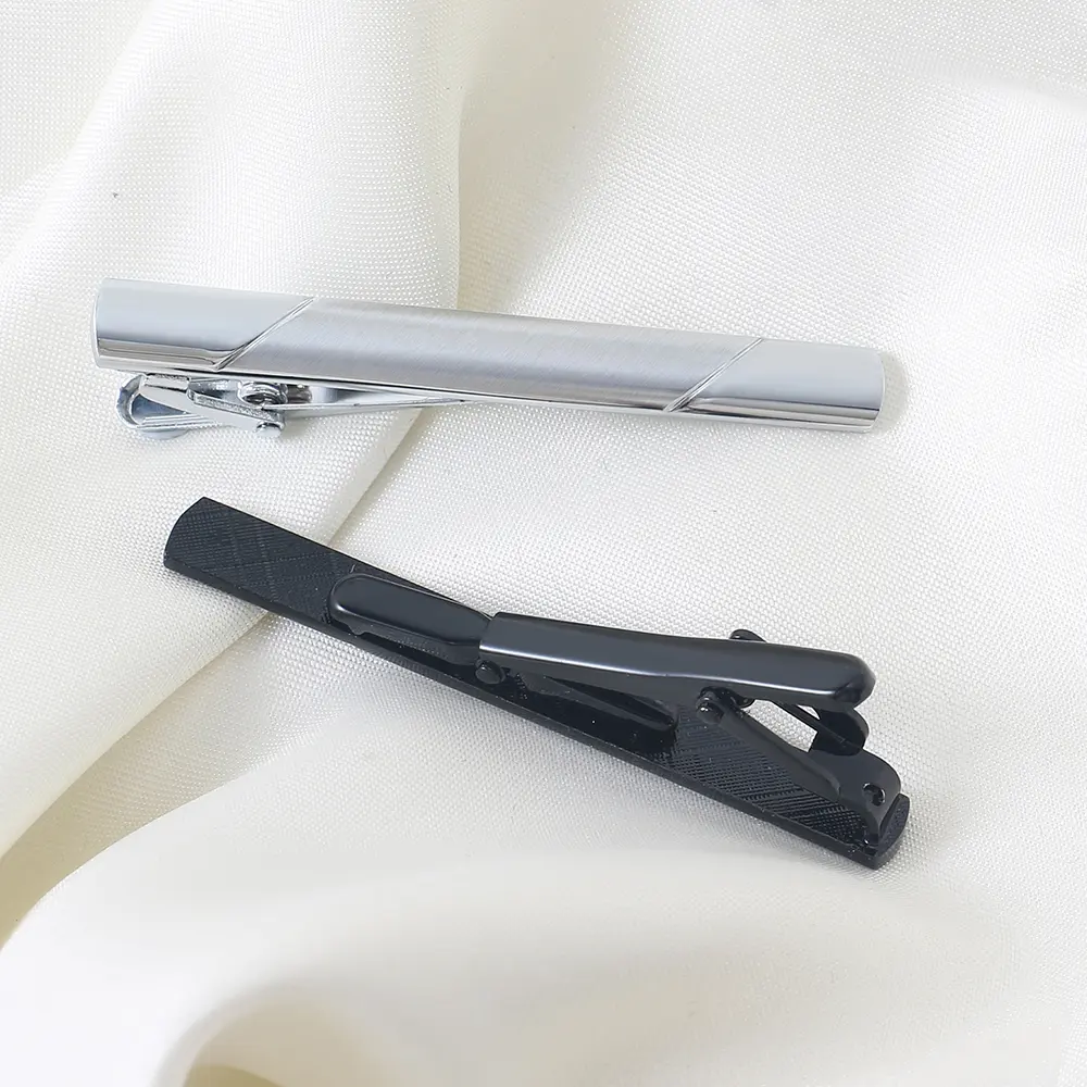 OEM Men's Fashionable Metal Silver Black Tone Formal Tie Pins Tie Bar Tie Clip Gift Set Factory Supply TPS-1003 Supplier, Exporter