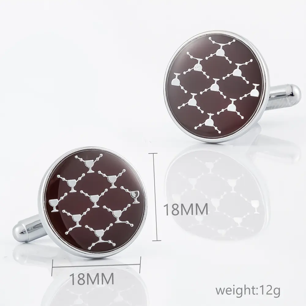 OEM Low Price Fashion Round Brown Accessories Copper Cufflinks Wholesale CA9007 Suppliers, Companies