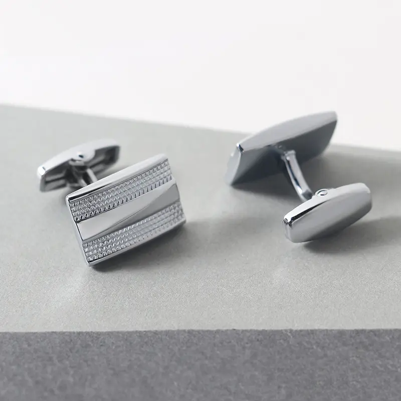 Custom French Rectangular Silver Plated Classic Cufflinks Suit Shirt For Men CLW0013-S Factory, Exporters