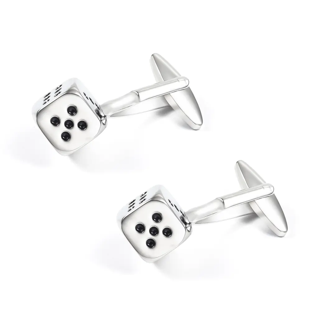 ODM High Quality Fashion French 3D Lucky Dicee Enamel Cufflinks Copper Silver Cuff CC0272 Manufacturers, Exporter