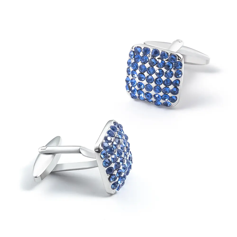 Wholesale Elegant Blue Crystal Rhinestone Men's Wedding Jewels Diamond Cufflinks For Men Shirt CS0015 Exporter, Exporters