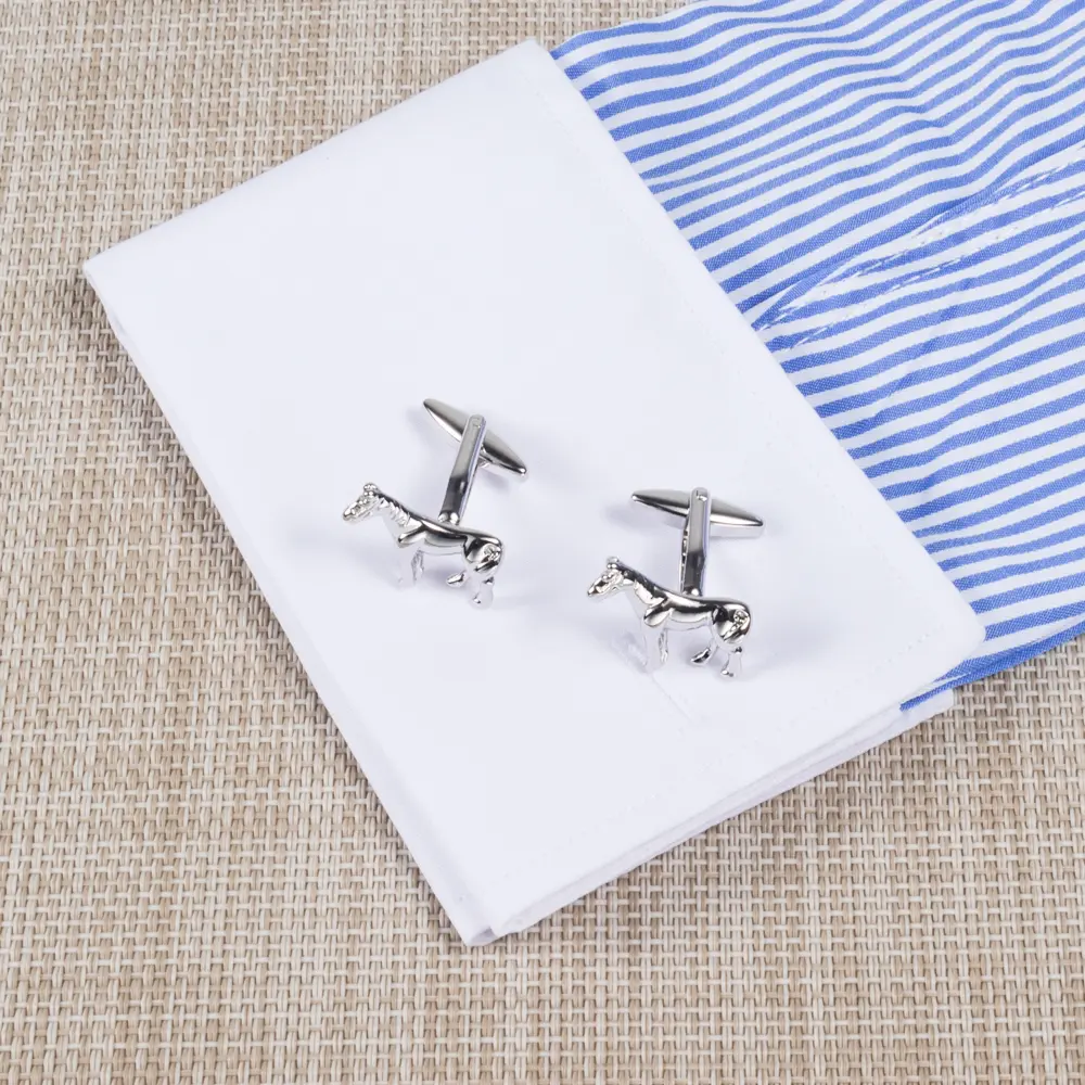 Custom Hot Sale Cufflink Factory Silver Plated Copper Racehorse Men's French Cufflinks Wholesale CL0029 Exporter, Companies