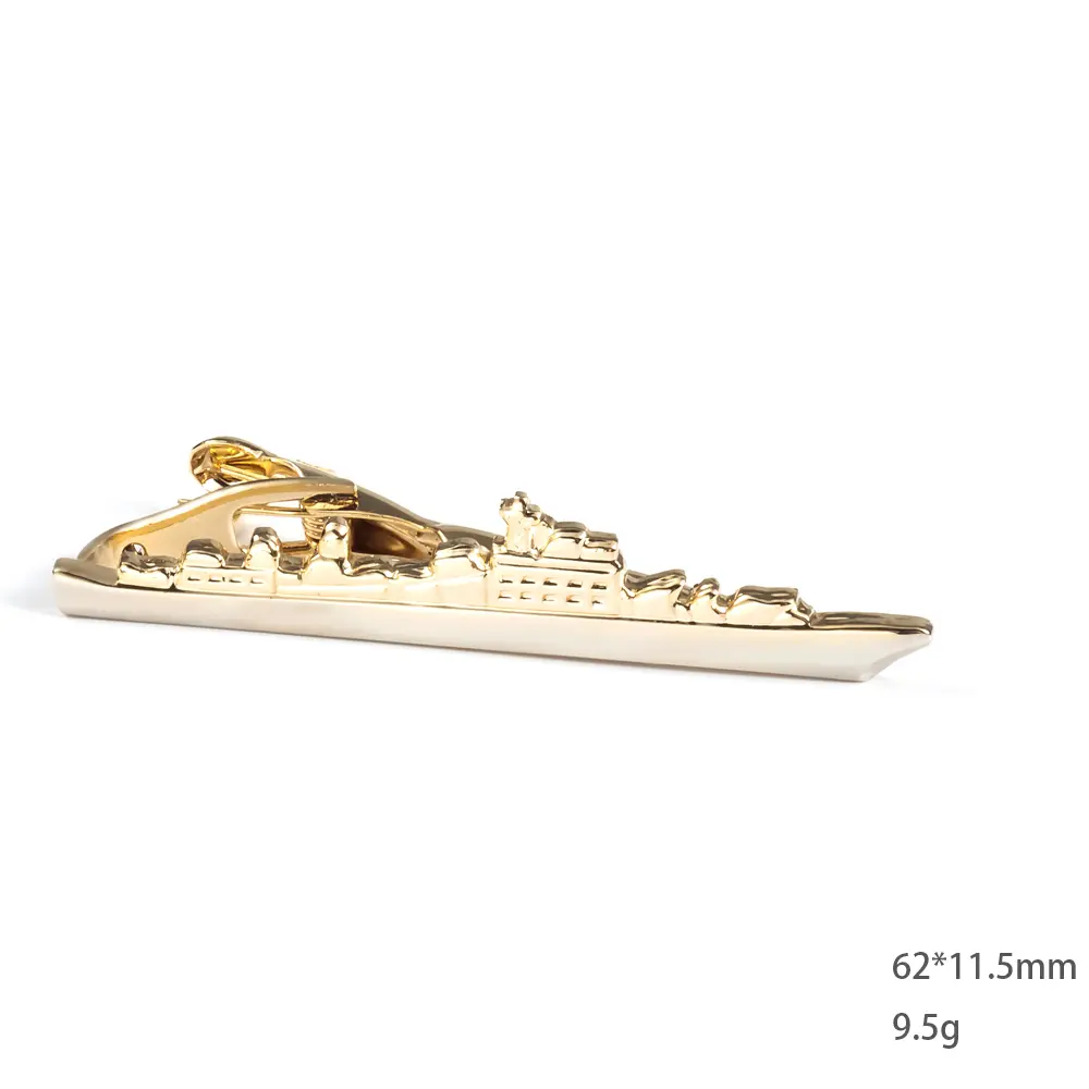 ODM New Arrivals Personality Gold Plated Ship Design Engrave Brass Tie Clips Factory Wholesale TL0020 Supplier, Companies