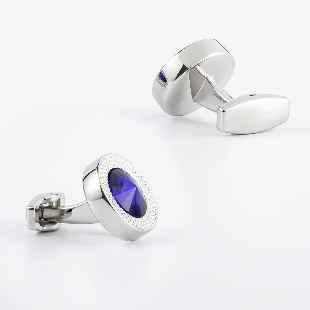 ODM Cufflink Manufacturer Zircon Round Sapphire Men's Fashion Jewelry Cufflinks CS9001 Exporters, Company